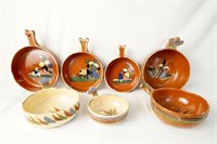 Seven Vintage Mexican earthenware