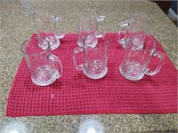 6 Beer Mugs made of clear glass