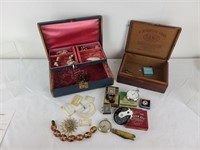 Antique Jewelry Box Costume & Men's Hamilton Watch