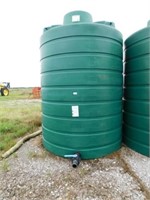 3,000 gallon green poly tank, north tank