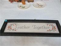 Gather Together Embroidered Framed Sign 18"