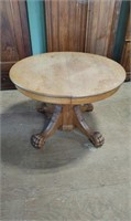 Massive Round Oak Claw Foot Table