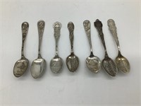 7 Sterling demi-tasse World's Fair Souvenir spoons