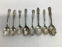 8 Sterling World's Fairs & Expos Souvenir spoons