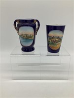 1904 St. Louis Souvenir Juice Tumbler & Small Vase