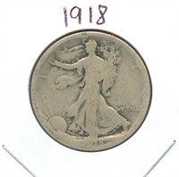 1918 Walking Liberty Silver Half Dollar