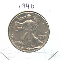 1940 Walking Liberty Silver Half Dollar