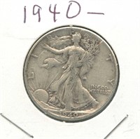 1940 Walking Liberty Silver Half Dollar