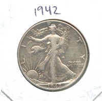 1942 Walking Liberty Silver Half Dollar