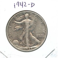 1942-D Walking Liberty Silver Half Dollar