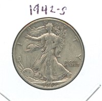 1942-S Walking Liberty Silver Half Dollar