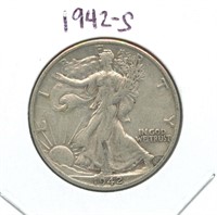 1942-S Walking Liberty Silver Half Dollar