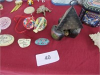 Craft items-eggs, figurines, stones/rocks, cowbell