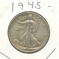 1945 Walking Liberty Silver Half Dollar