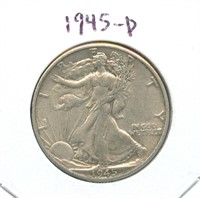 1945-D Walking Liberty Silver Half Dollar