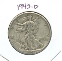 1945-D Walking Liberty Silver Half Dollar