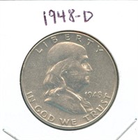 1948-D Franklin Silver Half Dollar
