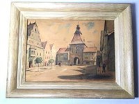 UNTERES  Tor Weiden Water Color On Canvas - Signed