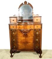 Antique Dresser with Beveled and Etched Mirror