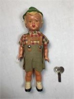 Hand Painted German Wind Up Composite doll 6.5in