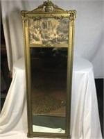 Victorian Ornamental Mirror w/ Early Lithograph