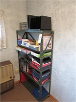 Metal Shelf, Books, Notebooks, Files.