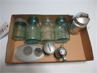 Blue Canning Jars, Cream Can, Etc.