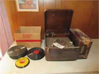 Vintage Philco Radio/Record Player w/ Records