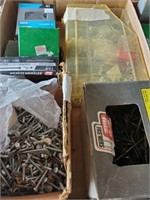 TRAY OF SCREWS, NAILS, MISC