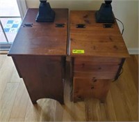 2 PINE TABLES WITH STORAGE