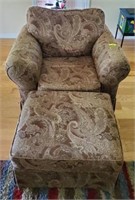 PAISLEY UPHOLSTERED ARM CHAIR AND OTTOMAN