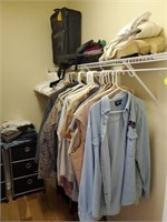 CONTENTS OF CLOSET, MENS CLOTHING, SHOES, LUGGAGE,