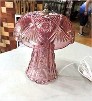 Cranberry Glass Table Lamp 9"T