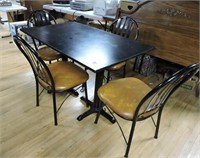 Iron Upholstered Chairs W/ Cast Iron Base Table