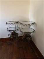 2 glass top lamp tables