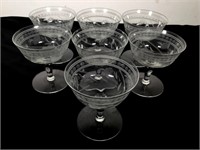 (7) Etched Champagne Glasses