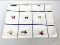 Vintage Raw Edge Tablecloth with Ducks