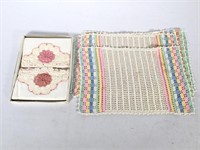 (4) Crocheted Placemats and Pair of Pillowcases