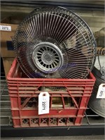 RED MILK CRATE--TABLE FAN