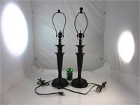 2 lampes vintage en bois