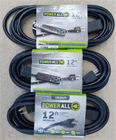NEW Power All® 3 Outlet 12' Extension Cord (3)