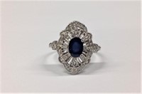 14k white gold Sapphire & Diamond Ring