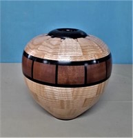 BEAUTIFULLY TURNED WOODEN VASE  -CONTEMPORARY