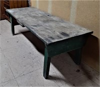 GREEN PAINTED EARLY BUCKET BENCH