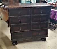 RARE CIR.1680 PAINT DECORATED 1 DR. BLANKET CHEST