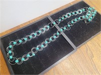 Vintage 1960 Styled Silver with Plastic Teal Beads