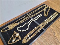 Vintage 4 Pearl Styled Gold Toned Necklaces