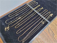 7 Various Gold Tone Vintage Necklaces