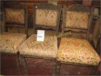 3pc Set Antique Carved Wood Dining  / Side Chairs
