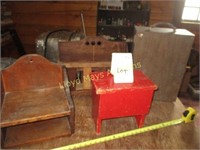4pc Vintage Wood - Shoeshine Box / Magazine Rack
